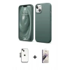 MARSİLYAN™- iPhone 14 Kılıf Kozmos Yansıma Özel Seri - Siyah Bilvis 3D Mat Cam Ekran Koruyucu + Shine Kamera Lens - SH