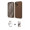 MARSİLYAN™- iPhone 14 Kılıf Kozmos Yansıma Özel Seri - Siyah Bilvis 3D Mat Cam Ekran Koruyucu + Shine Kamera Lens - KI