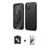 MARSİLYAN™- iPhone 14 Kılıf Kozmos Yansıma Özel Seri - Siyah Bilvis 3D Mat Cam Ekran Koruyucu + PVD Metal Kamera Lens - SH