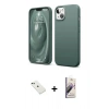MARSİLYAN™- iPhone 14 Kılıf Kozmos Yansıma Özel Seri - Siyah Bilvis 3D Mat Cam Ekran Koruyucu + Diamond Kamera Lens - YL
