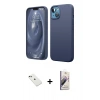 MARSİLYAN™- iPhone 14 Kılıf Kozmos Yansıma Özel Seri - Siyah Bilvis 3D Mat Cam Ekran Koruyucu + Diamond Kamera Lens - YL