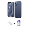 MARSİLYAN™- iPhone 14 Kılıf Kozmos Yansıma Özel Seri - Siyah Bilvis 5in1 3D Magic Cam Ekran Koruyucu + Diamond Kamera Lens - YL