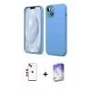 MARSİLYAN™- iPhone 14 Kılıf Kozmos Yansıma Özel Seri - Siyah Bilvis 5in1 3D Magic Cam Ekran Koruyucu + Kırmızı Shine Kamera Lens
