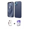 MARSİLYAN™- iPhone 14 Kılıf Kozmos Yansıma Özel Seri - Siyah Bilvis 5in1 3D Magic Cam Ekran Koruyucu + Kırmızı Shine Kamera Lens