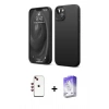 MARSİLYAN™- iPhone 14 Kılıf Kozmos Yansıma Özel Seri - Siyah Bilvis 5in1 3D Magic Cam Ekran Koruyucu + Kırmızı Shine Kamera Lens