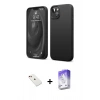 MARSİLYAN™- iPhone 14 Kılıf Kozmos Yansıma Özel Seri - Siyah Bilvis 5in1 3D Magic Cam Ekran Koruyucu + Diamond Kamera Lens - KI