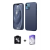 MARSİLYAN™- iPhone 14 Kılıf Kozmos Yansıma Özel Seri - Siyah Bilvis 5in1 3D Magic Cam Ekran Koruyucu + PVD Metal Kamera Lens - MI