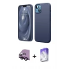 MARSİLYAN™- iPhone 14 Kılıf Kozmos Yansıma Özel Seri - Siyah Bilvis 5in1 3D Magic Cam Ekran Koruyucu + Raze Metal Kamera Lens - SH