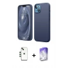 MARSİLYAN™- iPhone 14 Kılıf Kozmos Yansıma Özel Seri - Siyah Bilvis 5in1 3D Magic Cam Ekran Koruyucu + Shine Kamera Lens - YL