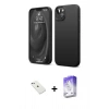 MARSİLYAN™- iPhone 14 Kılıf Kozmos Yansıma Özel Seri - Siyah Bilvis 5in1 3D Magic Cam Ekran Koruyucu + Diamond Kamera Lens - SABE