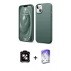 MARSİLYAN™- iPhone 14 Kılıf Kozmos Yansıma Özel Seri - Siyah Bilvis 5in1 3D Magic Cam Ekran Koruyucu + Turuncu PVD Metal Kamera Lens