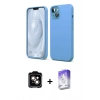 MARSİLYAN™- iPhone 14 Kılıf Kozmos Yansıma Özel Seri - Siyah Bilvis 5in1 3D Magic Cam Ekran Koruyucu + Turuncu PVD Metal Kamera Lens