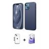 MARSİLYAN™- iPhone 14 Kılıf Kozmos Yansıma Özel Seri - Siyah Bilvis 5in1 5D Magic Hayalet Cam Ekran Koruyucu + Shine Kamera Lens - MI