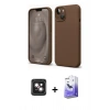 MARSİLYAN™- iPhone 14 Kılıf Kozmos Yansıma Özel Seri - Siyah Bilvis 5in1 5D Magic Hayalet Cam Ekran Koruyucu + PVD Metal Kamera Lens - PE