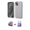 MARSİLYAN™- iPhone 14 Kılıf Kozmos Yansıma Özel Seri - Siyah Bilvis 5in1 5D Magic Hayalet Cam Ekran Koruyucu + Raze Metal Kamera Lens - KI