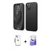 MARSİLYAN™- iPhone 14 Kılıf Kozmos Yansıma Özel Seri - Siyah Bilvis 5in1 5D Magic Hayalet Cam Ekran Koruyucu + Shine Kamera Lens - MI