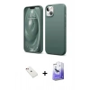 MARSİLYAN™- iPhone 14 Kılıf Kozmos Yansıma Özel Seri - Siyah Bilvis 5in1 5D Magic Hayalet Cam Ekran Koruyucu + Diamond Kamera Lens - KI
