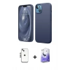 MARSİLYAN™- iPhone 14 Kılıf Kozmos Yansıma Özel Seri - Siyah Bilvis 5in1 5D Magic Hayalet Cam Ekran Koruyucu + Shine Kamera Lens - GS
