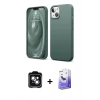 MARSİLYAN™- iPhone 14 Kılıf Kozmos Yansıma Özel Seri - Siyah Bilvis 5in1 5D Magic Hayalet Cam Ekran Koruyucu + PVD Metal Kamera Lens - YL