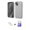 MARSİLYAN™- iPhone 14 Kılıf Kozmos Yansıma Özel Seri - Siyah Bilvis 5in1 5D Magic Hayalet Cam Ekran Koruyucu + Diamond Kamera Lens - YL