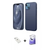 MARSİLYAN™- iPhone 14 Kılıf Kozmos Yansıma Özel Seri - Siyah Bilvis 5in1 5D Magic Hayalet Cam Ekran Koruyucu + Diamond Kamera Lens - SABE