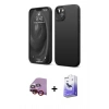 MARSİLYAN™- iPhone 14 Kılıf Kozmos Yansıma Özel Seri - Siyah Bilvis 5in1 5D Magic Hayalet Cam Ekran Koruyucu + Raze Metal Kamera Lens - KI