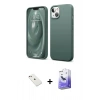 MARSİLYAN™- iPhone 14 Kılıf Kozmos Yansıma Özel Seri - Siyah Bilvis 5in1 5D Magic Hayalet Cam Ekran Koruyucu + Diamond Kamera Lens - PE