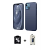 MARSİLYAN™- iPhone 14 Kılıf Kozmos Yansıma Özel Seri - Siyah Bilvis Hayalet Cam Ekran Koruyucu + PVD Metal Kamera Lens - GS