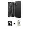 MARSİLYAN™- iPhone 14 Kılıf Kozmos Yansıma Özel Seri - Siyah Bilvis Hayalet Cam Ekran Koruyucu + PVD Metal Kamera Lens - GS