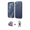 MARSİLYAN™- iPhone 14 Kılıf Kozmos Yansıma Özel Seri - Siyah Bilvis Hayalet Cam Ekran Koruyucu + Raze Metal Kamera Lens - GS