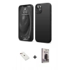 MARSİLYAN™- iPhone 14 Kılıf Kozmos Yansıma Özel Seri - Siyah Bilvis Hayalet Cam Ekran Koruyucu + Diamond Kamera Lens - KI