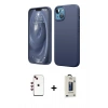 MARSİLYAN™- iPhone 14 Kılıf Kozmos Yansıma Özel Seri - Siyah Bilvis Hayalet Cam Ekran Koruyucu + Shine Kamera Lens - KI