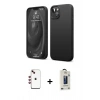 MARSİLYAN™- iPhone 14 Kılıf Kozmos Yansıma Özel Seri - Siyah Bilvis Hayalet Cam Ekran Koruyucu + Shine Kamera Lens - KI