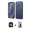 MARSİLYAN™- iPhone 14 Kılıf Kozmos Yansıma Özel Seri - Siyah Bilvis Hayalet Cam Ekran Koruyucu + PVD Metal Kamera Lens - MI
