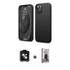 MARSİLYAN™- iPhone 14 Kılıf Kozmos Yansıma Özel Seri - Siyah Bilvis Hayalet Cam Ekran Koruyucu + PVD Metal Kamera Lens - MI