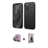 MARSİLYAN™- iPhone 14 Kılıf Kozmos Yansıma Özel Seri - Siyah Bilvis Hayalet Cam Ekran Koruyucu + Raze Metal Kamera Lens - MR