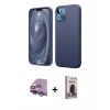 MARSİLYAN™- iPhone 14 Kılıf Kozmos Yansıma Özel Seri - Siyah Bilvis Hayalet Cam Ekran Koruyucu + Raze Metal Kamera Lens - MR