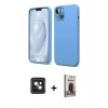 MARSİLYAN™- iPhone 14 Kılıf Kozmos Yansıma Özel Seri - Siyah Bilvis Hayalet Cam Ekran Koruyucu + PVD Metal Kamera Lens - PE