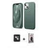 MARSİLYAN™- iPhone 14 Kılıf Kozmos Yansıma Özel Seri - Siyah Bilvis Hayalet Cam Ekran Koruyucu + PVD Metal Kamera Lens - PE