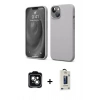 MARSİLYAN™- iPhone 14 Kılıf Kozmos Yansıma Özel Seri - Siyah Bilvis Hayalet Cam Ekran Koruyucu + PVD Metal Kamera Lens - YL