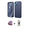 MARSİLYAN™- iPhone 14 Kılıf Kozmos Yansıma Özel Seri - Siyah Bilvis Hayalet Cam Ekran Koruyucu + Raze Metal Kamera Lens - KI