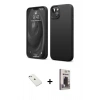 MARSİLYAN™- iPhone 14 Kılıf Kozmos Yansıma Özel Seri - Siyah Bilvis Hayalet Cam Ekran Koruyucu + Diamond Kamera Lens - SABE
