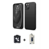 MARSİLYAN™- iPhone 14 Kılıf Kozmos Yansıma Özel Seri - Siyah Bilvis Hayalet Cam Ekran Koruyucu + PVD Metal Kamera Lens - SH