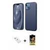MARSİLYAN™- iPhone 14 Kılıf Kozmos Yansıma Özel Seri - Siyah Buffer Cam Ekran Koruyucu + Diamond Kamera Lens - YL