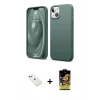 MARSİLYAN™- iPhone 14 Kılıf Kozmos Yansıma Özel Seri - Siyah Buffer Cam Ekran Koruyucu + Diamond Kamera Lens - YL