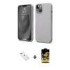 MARSİLYAN™- iPhone 14 Kılıf Kozmos Yansıma Özel Seri - Siyah Buffer Cam Ekran Koruyucu + Diamond Kamera Lens - PE