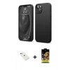 MARSİLYAN™- iPhone 14 Kılıf Kozmos Yansıma Özel Seri - Siyah Buffer Cam Ekran Koruyucu + Diamond Kamera Lens - YL