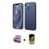 MARSİLYAN™- iPhone 14 Kılıf Kozmos Yansıma Özel Seri - Siyah Buffer Cam Ekran Koruyucu + Raze Metal Kamera Lens - KI