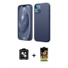 MARSİLYAN™- iPhone 14 Kılıf Kozmos Yansıma Özel Seri - Siyah Buffer Cam Ekran Koruyucu + PVD Metal Kamera Lens - YL