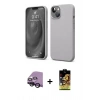 MARSİLYAN™- iPhone 14 Kılıf Kozmos Yansıma Özel Seri - Siyah Buffer Cam Ekran Koruyucu + Raze Metal Kamera Lens - SH